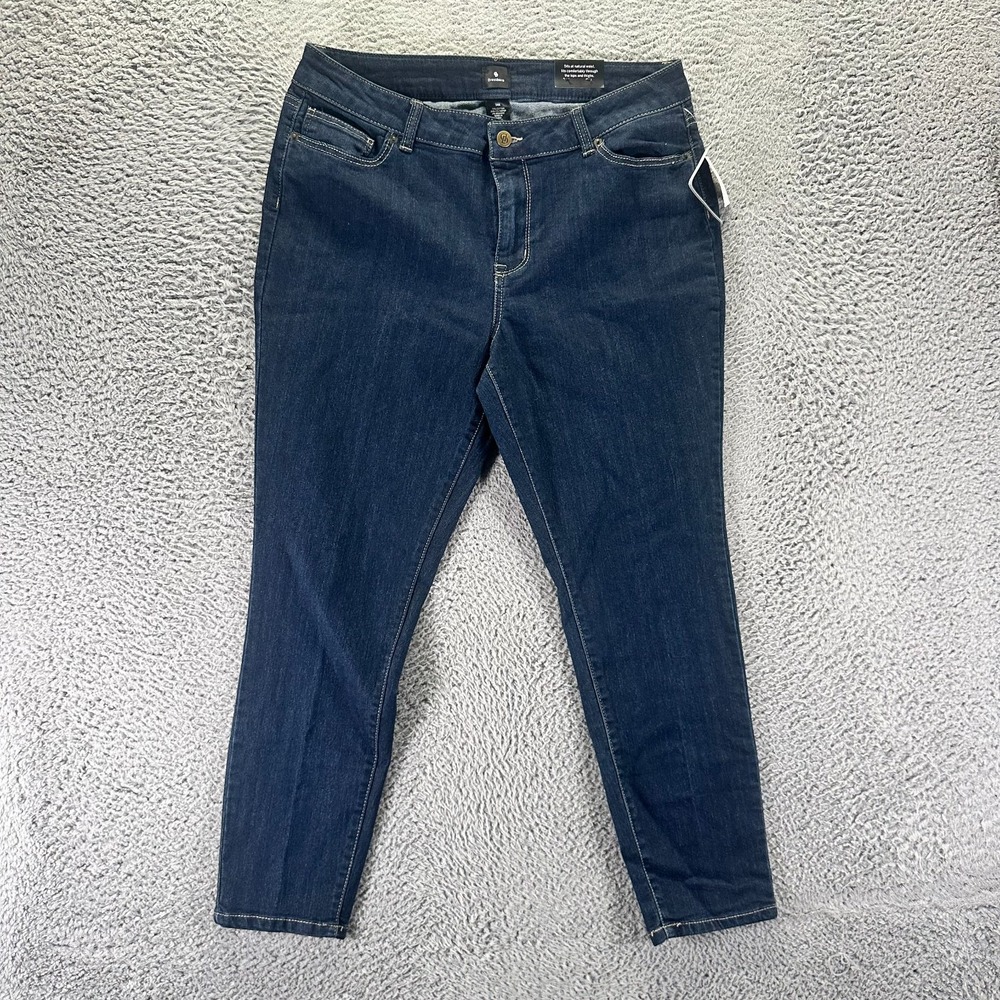 Dressbarn Jeans Womens 14 Blue Cotton Denim Skinny Leg Faded Workwear Stretch